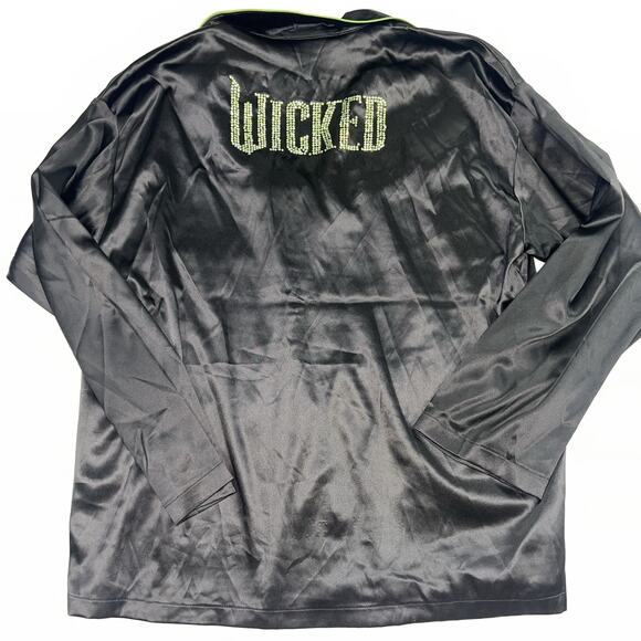 Wicked x Forever 21 Pajama Set Women’s Size L Black Satin Sparkle Embellished - Picture 6 of 12